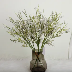 Artificial lover's grass fake flowers plant in glass vase for home decor tabletop display