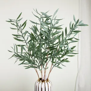 Branches de Feuilles d'Olivier Artificielles Faux Verts Tige de Plante Pour Mariage Maison Salon Intérieur Extérieur Décor Arrangement Floral