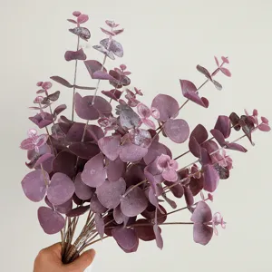 Artificial Eucalyptus Branches Purple Faux Money Plant Stems Home Decor Floral Design