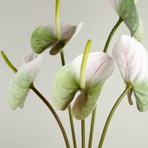 Artificial anthurium flowers PU single branch fake plant for home decor wedding party photography