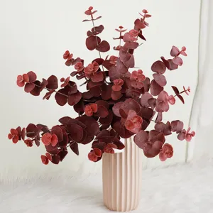 Artificial eucalyptus leaves money plant stems fake greenery branches home decor vase