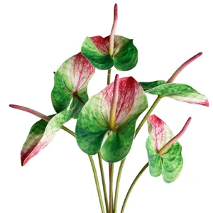 Artificial anthurium flower PU single branch fake flower home wedding decor prop red