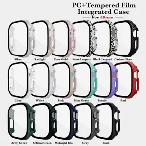 PC tempered glass case for Apple Watch 49mm protector cover diverse colors and patterns available