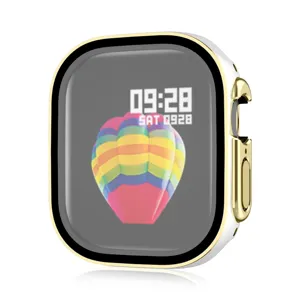 Schutzhülle kompatibel mit Apple Watch Ultra PC Beschichtet Displayschutz Gold Weiß
