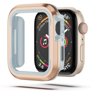 Funda protectora de oro rosa para Apple Watch, parachoques antichoque con marco interior transparente.