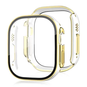 Elektroplattiertes PC- und gehärtetes Glas Schutzhülle Detail für Smartwatch Ultra.
