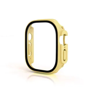 Κίτρινη προστατευτική θήκη για smartwatch 49mm, ενσωματωμένο αξεσουάρ προστασίας οθόνης.