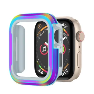Funda protectora galvanizada colorida para reloj inteligente, carcasa de parachoques con recortes.