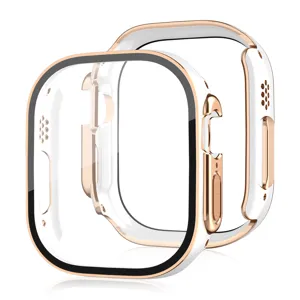 Detailansicht der galvanisierten zweifarbigen PC- und Hartglas-Schutzhülle für die Smartwatch.
