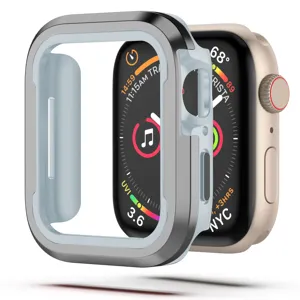 Vista detallada de la funda protectora bumper para Apple Watch con diseño de doble capa.