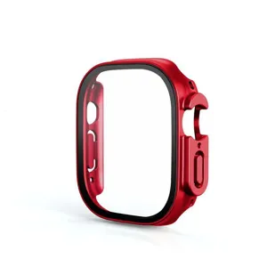 Κόκκινη προστατευτική θήκη ρολογιού 49mm με bumper και προστασία οθόνης για smartwatch.