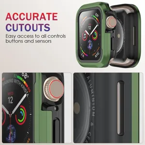 Fundas protectoras verdes para Apple Watch, con recortes precisos y parachoques resistente.