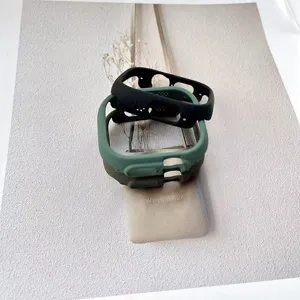 Detailed view of silicone protective case for apple watch ultra 49mm in multiple colors.