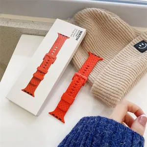 Geflochtenes Silikon Sport Uhrenarmband Ersatzarmband kompatibel mit Smartwatch, orange.