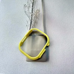 Silicone protective bumper case for smartwatch, anti-drop bright yellow cover for 49mm.