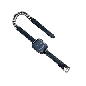 Doppelwickel Edelstahl Spleiß Leder Uhrenarmband für Apple Watch Serie Damen Ersatzband