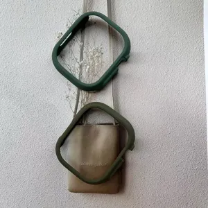 Silicone protective case for Apple Watch Ultra 49mm, shockproof dark green cover detail.