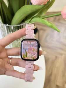 Rosa Harz Uhrenarmband Detail für Apple Watch Ersatz, stilvolles Blütenblatt Link Design.