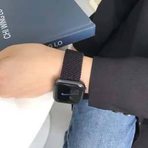 Schwarzes geflochtenes Ersatzarmband fuer Smartwatch elastisches bequemes Zubehoer Band Neu