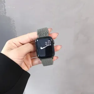 Elastisches geflochtenes Uhrenarmband Ersatz kompatibel mit Apple Watch Sport Loop Band grün