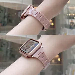 Roze hars horlogebandje met beschermhoes compatibel voor Apple Watch stijlvol accessoire