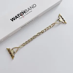 Metall Armband kompatibel mit Apple Watch, Luxus Ketten Design, goldene Farbe, 44mm.