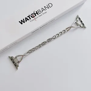 Silbernes Metallketten-Uhrenarmband kompatibel mit Apple Watch stilvolles Ersatzarmband