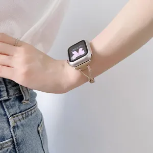 Mode Metallkette Uhrenarmband Mit Strass Schmalen Riemen Ersatz Für Smartwatch Schmuck Armband