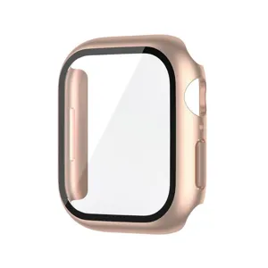Λεπτομέρεια θήκης προστασίας smartwatch σε ροζ χρυσό, πλαίσιο PC με γυαλί.