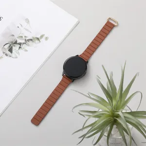 Magnetische bruine lederen smartwatch vervangingsband compatibel met diverse horloges