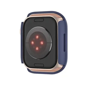Ανθεκτική προστατευτική θήκη PC για smartwatch με ροζ χρυσό πλαίσιο και μπλε πίσω όψη.