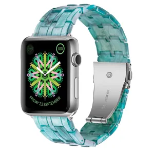 Resin strap for Apple Watch replacement band green marble design women fashion wristband