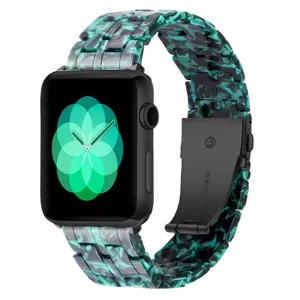 Resin Watch Band Compatible with Apple Watch Series Ultra SE Green Marble Link Bracelet