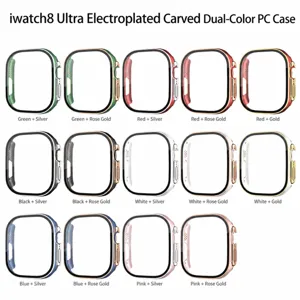 Schutzhülle für Apple Watch Ultra aus galvanisiertem PC mit Glas, in vielen schönen Farben.
