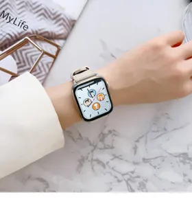 Cinturino in pelle per Apple Watch 41mm, ricambio in stile retro per smartwatch elegante.