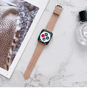 Cinturino per orologio in pelle rosa compatibile con Apple Watch 41mm stile retro