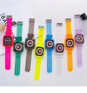 Siliconen horlogeband en bumper hoesje voor Apple Watch, gletsjer stijl in vele kleuren.