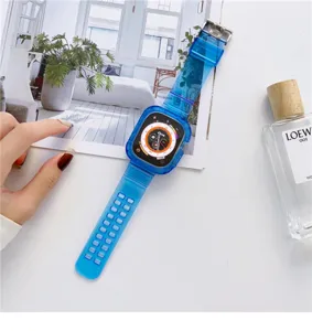 Transparant blauw siliconen Apple Watch bandje hoesje gletsjer stijl voor Ultra 8 7 6 SE