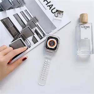 Transparant siliconen bandje en hoesje voor Apple Watch, heldere gletsjer sport vervanging.
