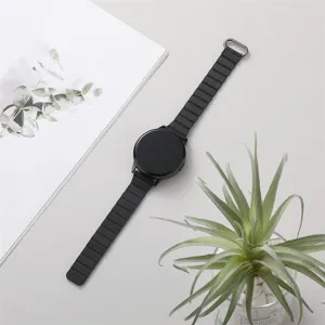 Vervangende magnetische lederen horlogeband voor Samsung Galaxy, zwart strak design.