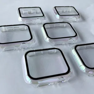 Transparante iridescent PC beschermhoes met gehard glas screenprotector voor smartwatch.
