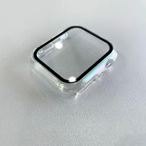 Kleurrijke PC gegalvaniseerde gehard glas geïntegreerde beschermhoes voor Apple Watch 7 en 8.