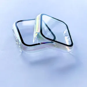 Kleurrijke Gegalvaniseerde PC Beschermhoes Met Gehard Glas Screen Protector Voor Smartwatch Accessoires