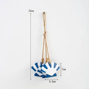 Mediterranean style wooden seashell hanging ornament detail display with clear size marks