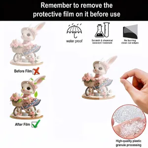 Ostern süßes Kaninchen 2D flacher Acryl Schlüsselanhänger Autospiegel Rucksack Anhänger