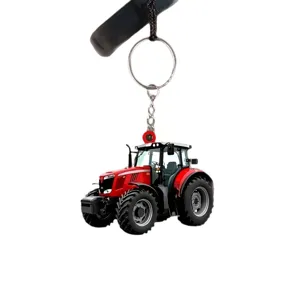 Roter Traktor Acryl Schlüsselanhänger Auto Rückspiegel Hängende Dekoration Anhänger Geschenk