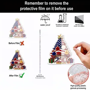 2D Acrílico Árbol de Navidad Adorno Colgante USA Patriótico 250 Aniversario Regalo