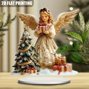 Natale acrilico piatto angelo decorazione scrivania ornamento festivo vacanza casa decor