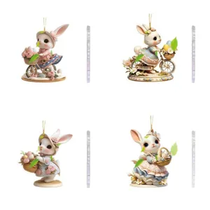 Oster süßer Hase 2D flacher Acryl Schlüsselanhänger für Auto Rückspiegel Rucksack
