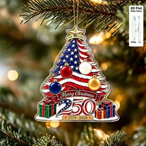 Colgante árbol de navidad acrílico bandera de EE. UU. 250 aniversario adorno decoración